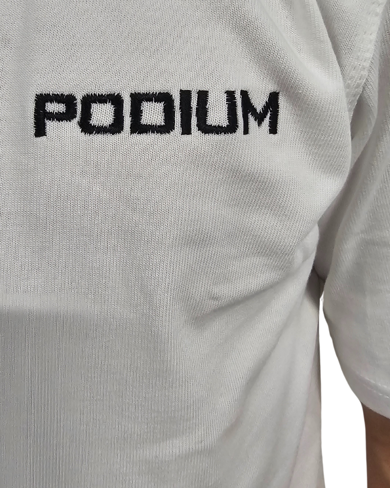 Onwards and Upwards x Podium Tee – White Extra Heavy